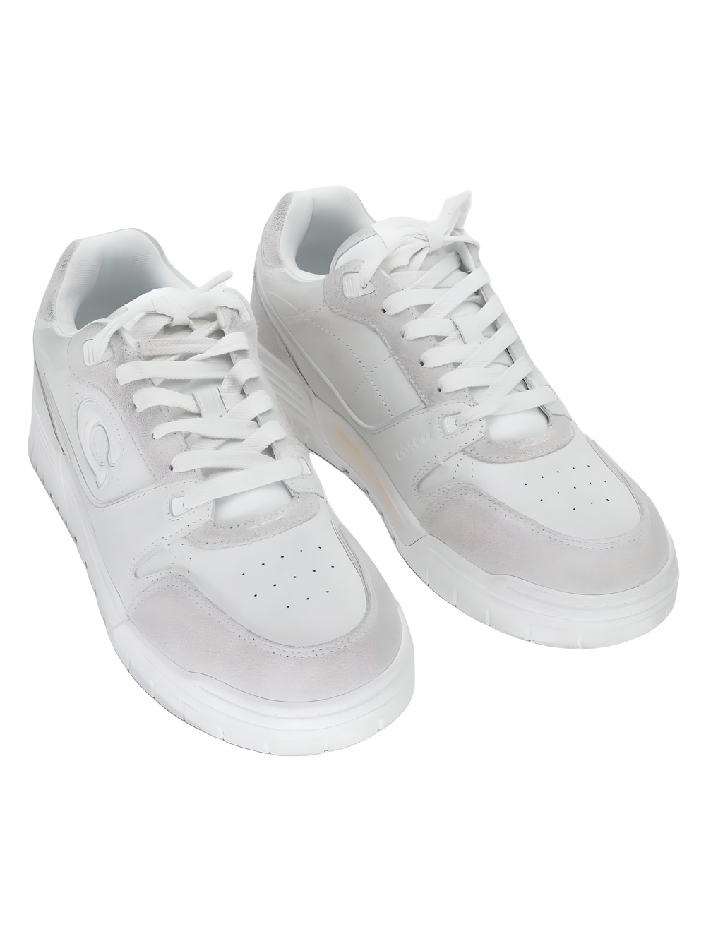 COACH Womens Soho Round Toe Sneaker Glacier White Leather Suede Size 10B